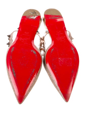 Christian Louboutin Spike Accents Glitter Mules