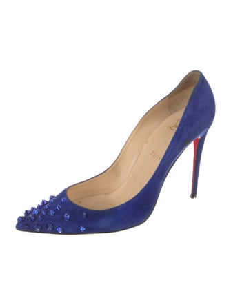 Christian Louboutin Spike Accents Suede Pumps