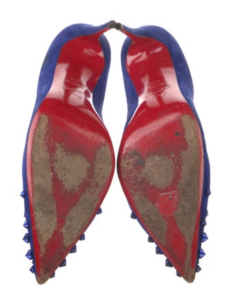 Christian Louboutin Spike Accents Suede Pumps