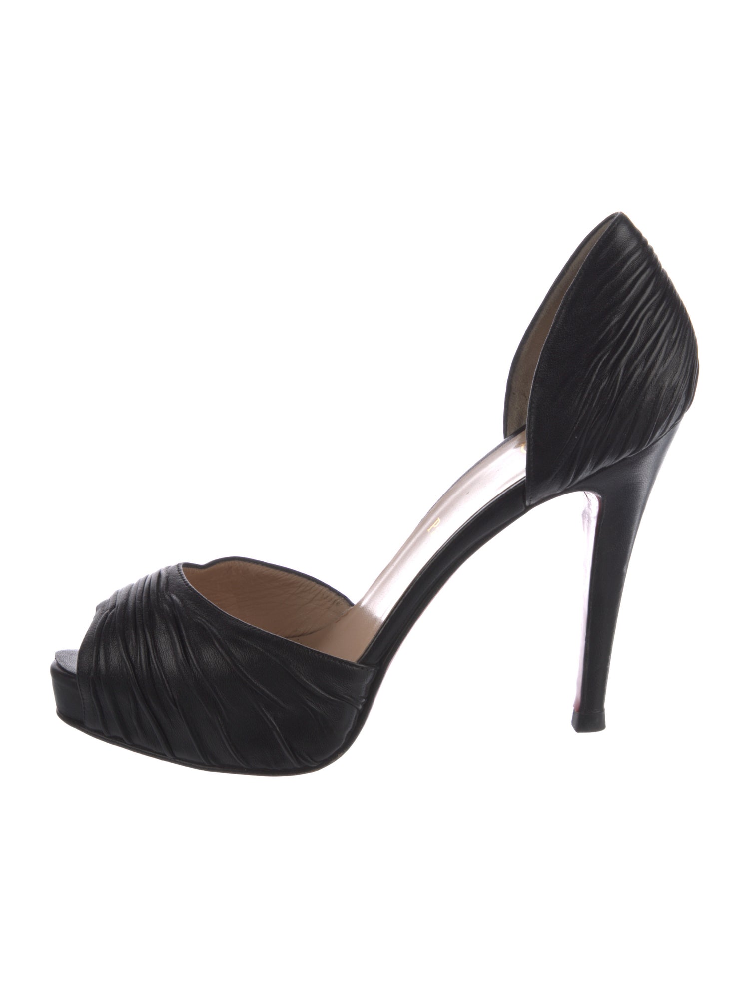 Christian Louboutin Leather Pleated Accents D'Orsay Pumps