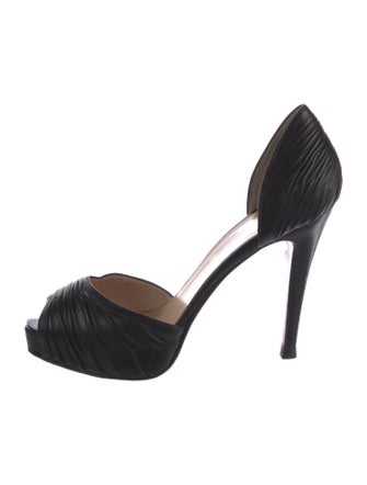 Christian Louboutin Leather Pleated Accents D'Orsay Pumps