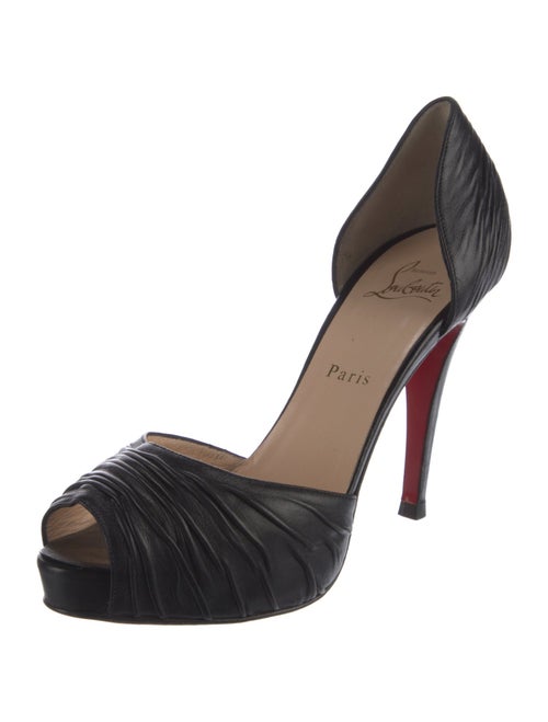 Christian Louboutin Leather Pleated Accents D'Orsay Pumps