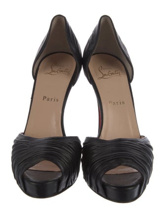 Christian Louboutin Leather Pleated Accents D'Orsay Pumps
