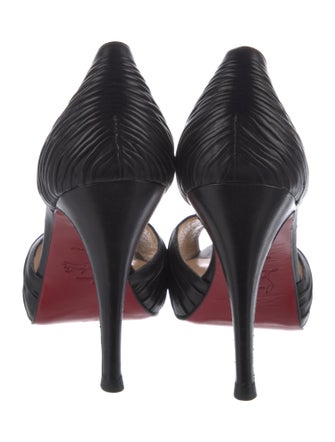 Christian Louboutin Leather Pleated Accents D'Orsay Pumps