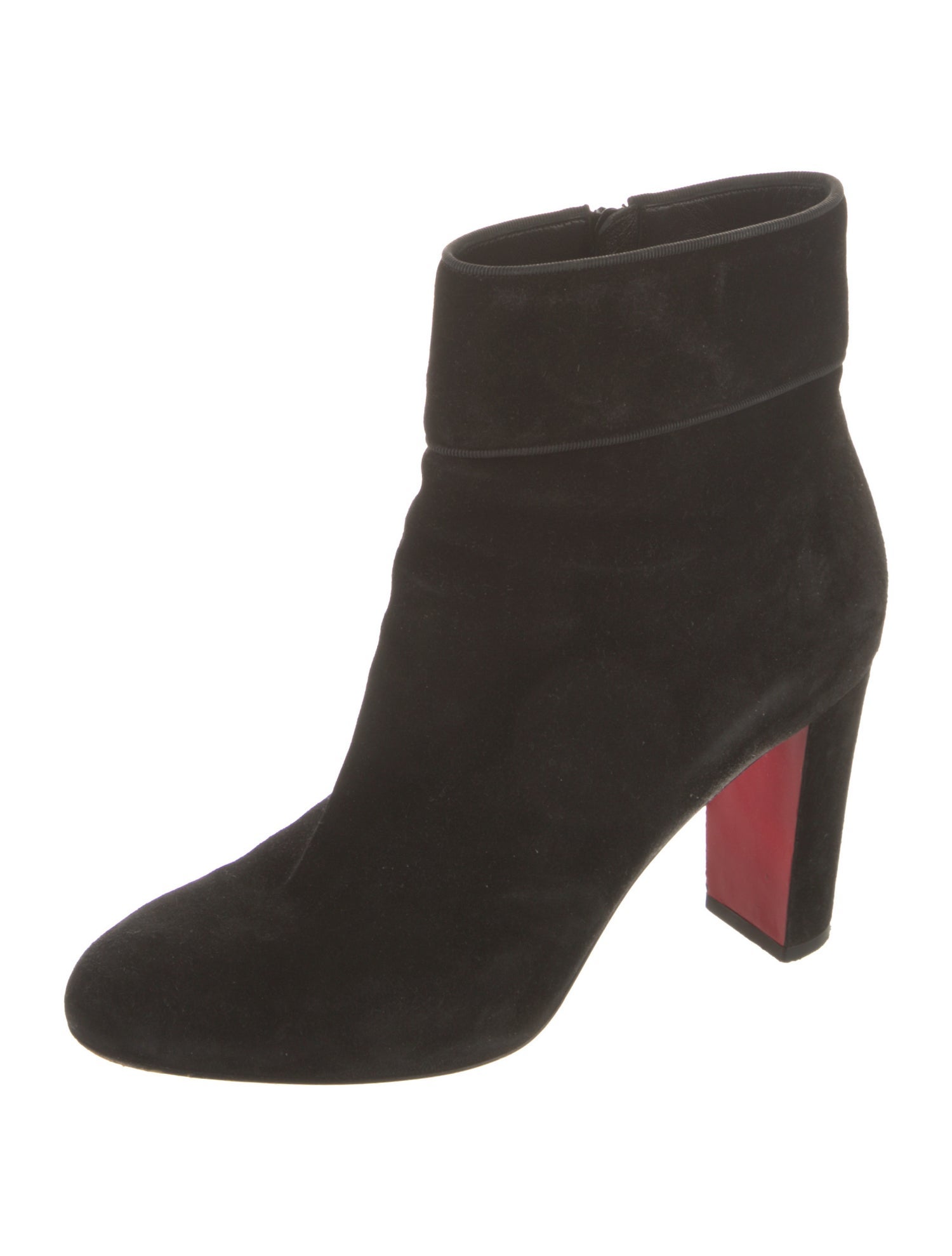 Christian Louboutin Suede Grosgrain Trim Boots