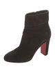 Christian Louboutin Suede Grosgrain Trim Boots