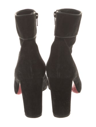 Christian Louboutin Suede Grosgrain Trim Boots