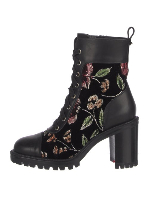Christian Louboutin Spike Accents Velvet Combat Boots