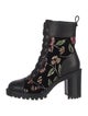 Christian Louboutin Spike Accents Velvet Combat Boots