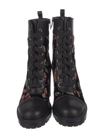 Christian Louboutin Spike Accents Velvet Combat Boots