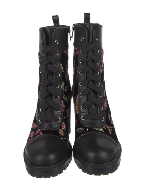 Christian Louboutin Spike Accents Velvet Combat Boots