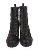 Christian Louboutin Spike Accents Velvet Combat Boots