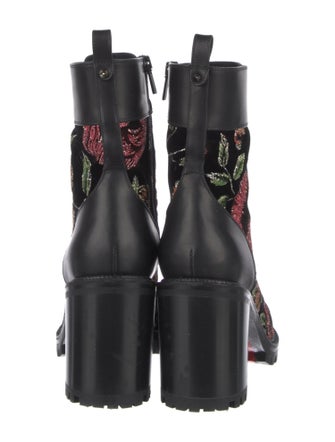 Christian Louboutin Spike Accents Velvet Combat Boots