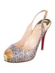 Christian Louboutin Glitter Glitter Accents Slingback Pumps