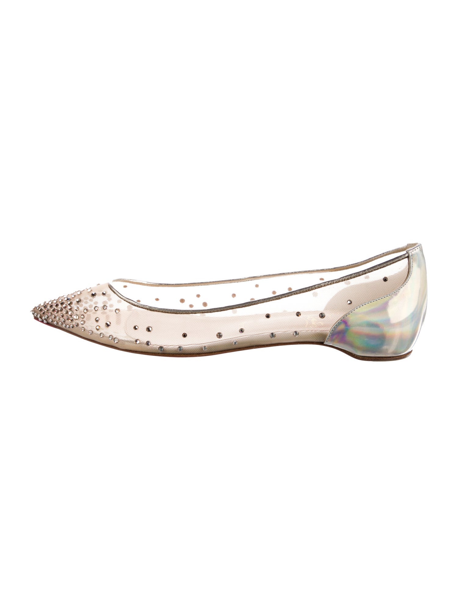 Christian Louboutin Mesh Crystal Embellishments Ballet Flats