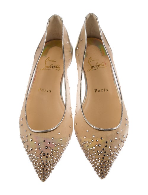 Christian Louboutin Mesh Crystal Embellishments Ballet Flats