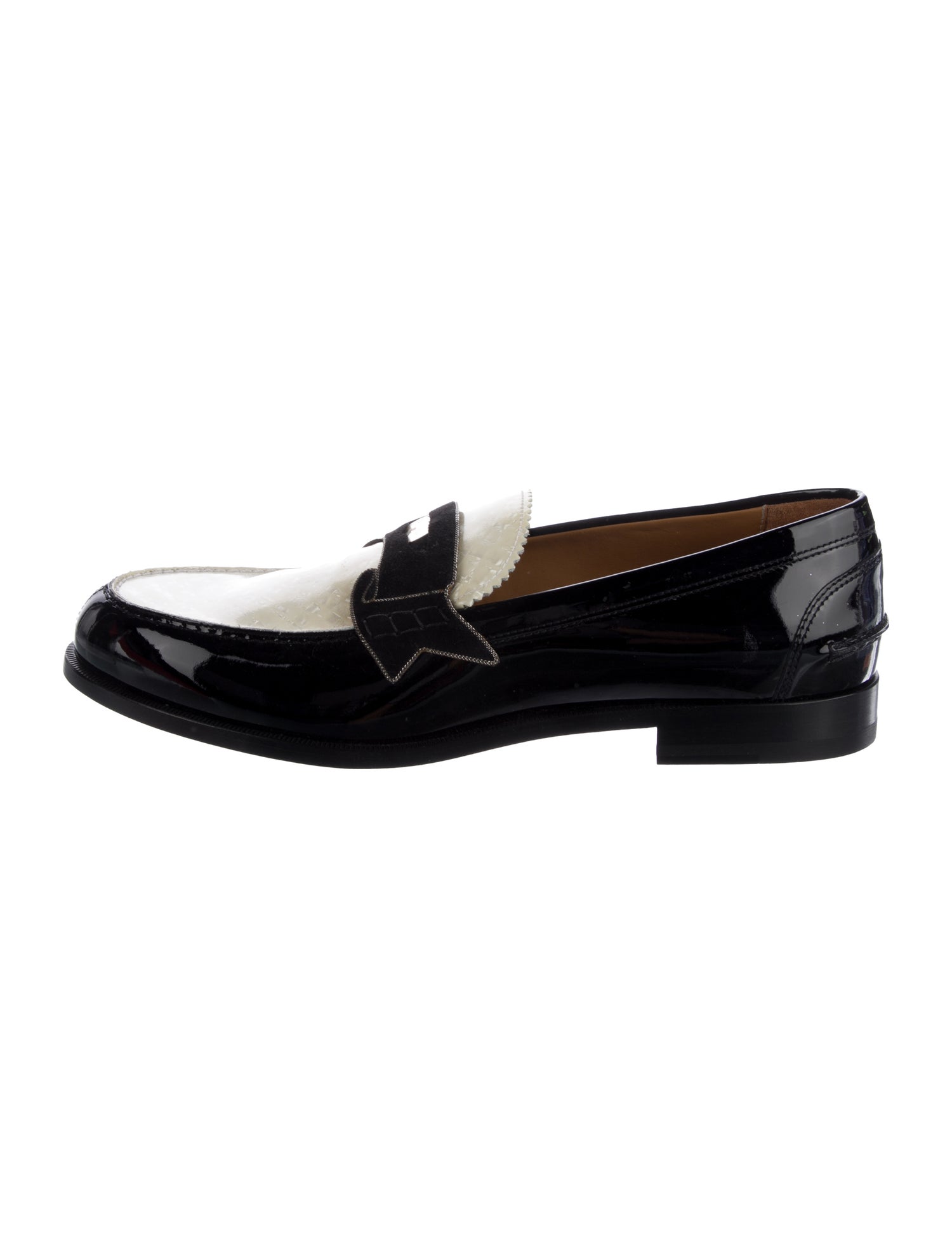 Christian Louboutin Patent Leather Chain-Link Accents Loafers