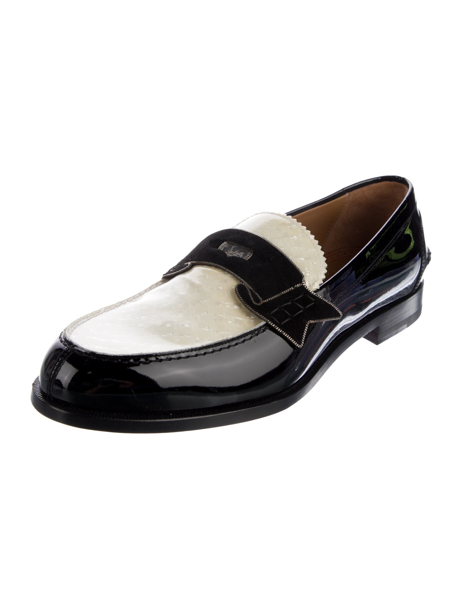 Christian Louboutin Patent Leather Chain-Link Accents Loafers