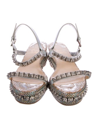 Christian Louboutin Spike Accents Patent Leather Espadrilles