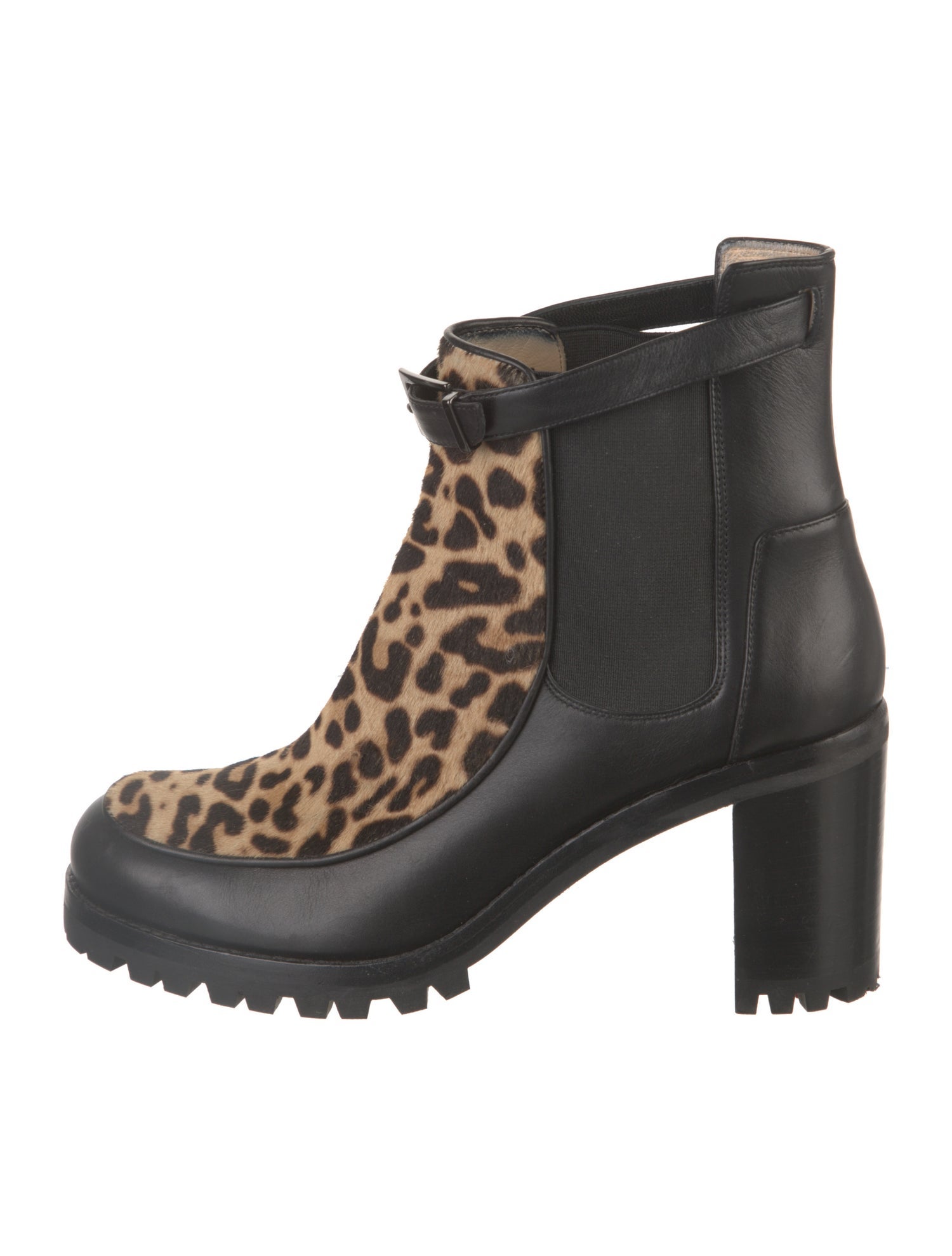 Christian Louboutin Leather Animal Print Combat Boots