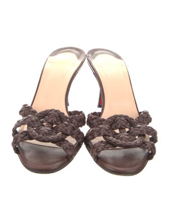 Christian Louboutin Leather Braided Accents Slides