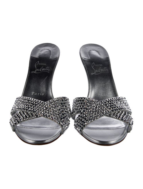 Christian Louboutin Leather Crystal Embellishments Slides