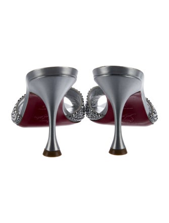 Christian Louboutin Leather Crystal Embellishments Slides