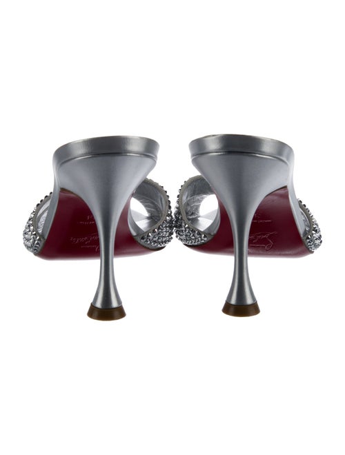 Christian Louboutin Leather Crystal Embellishments Slides