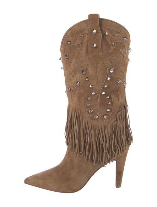 Christian Louboutin Suede Studded Accents Western Boots
