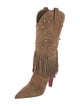 Christian Louboutin Suede Studded Accents Western Boots
