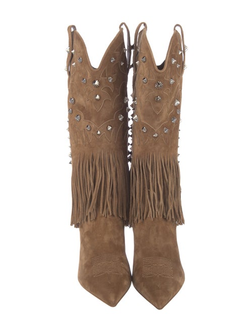 Christian Louboutin Suede Studded Accents Western Boots