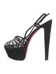 Christian Louboutin Suede Crystal Embellishments T-Strap Pumps