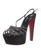 Christian Louboutin Suede Crystal Embellishments T-Strap Pumps