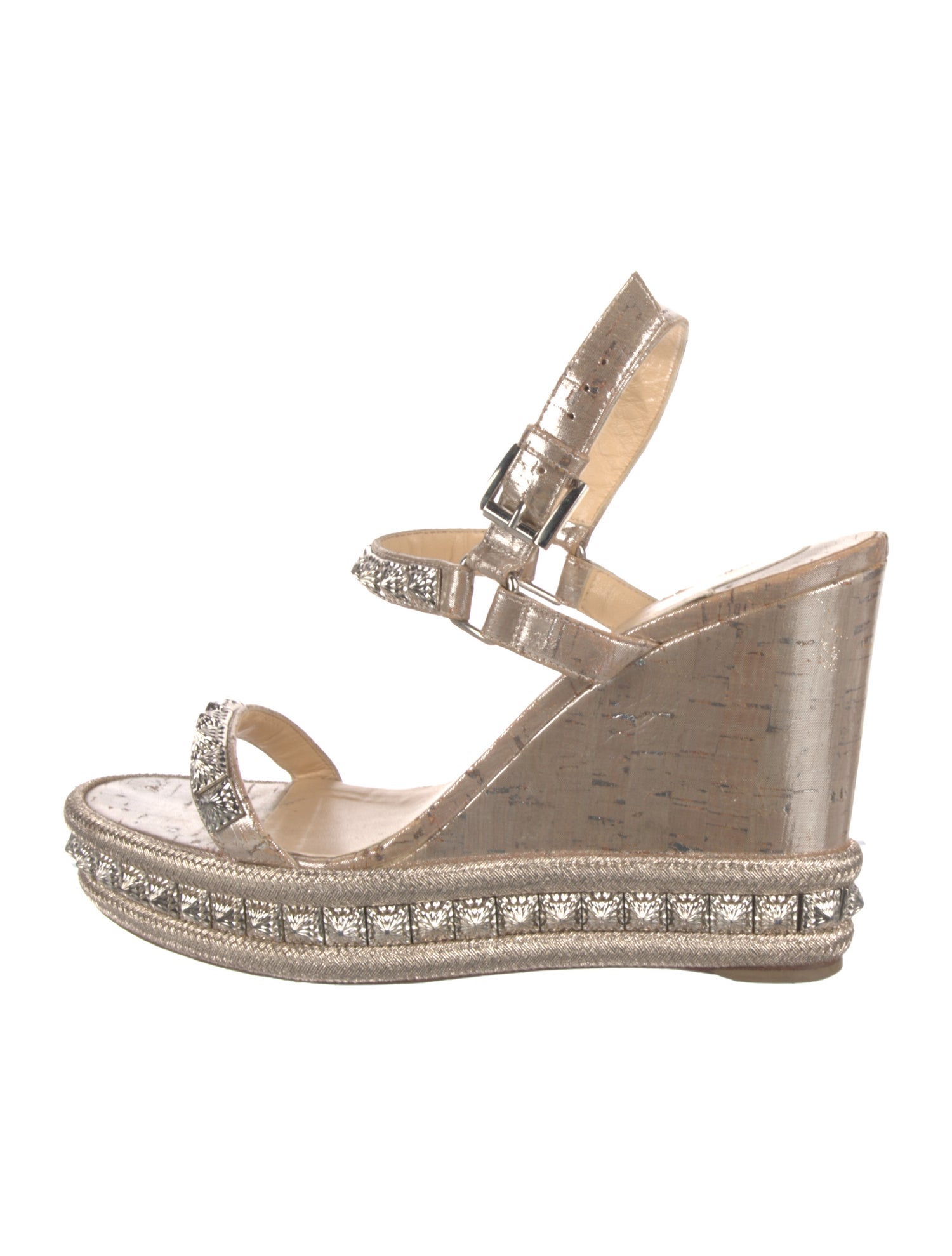 Christian Louboutin Patent Leather Studded Accents Espadrilles