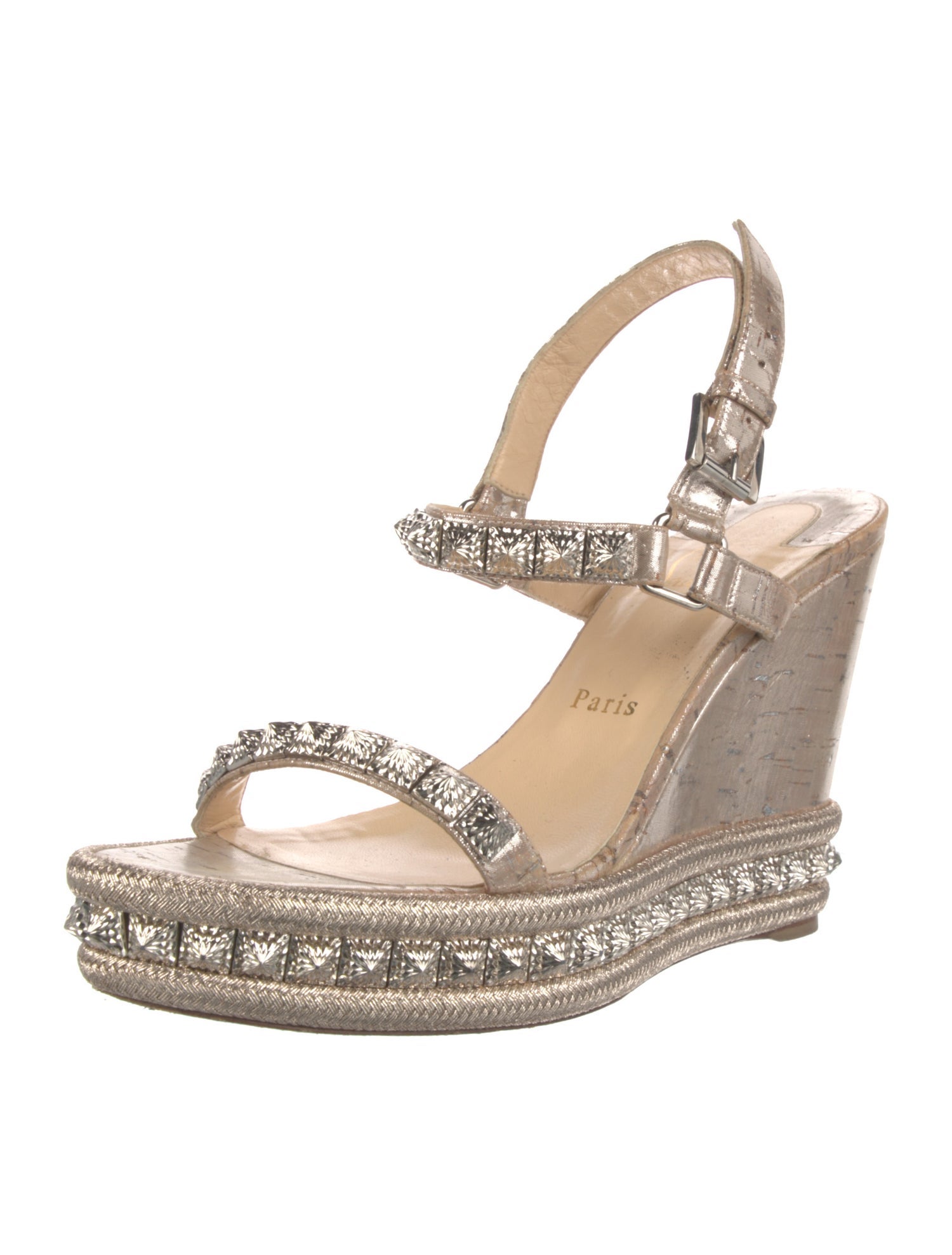 Christian Louboutin Patent Leather Studded Accents Espadrilles