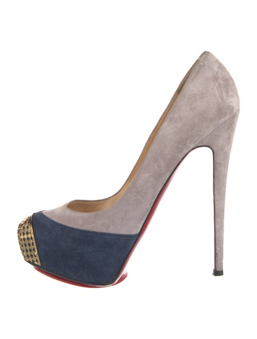 Christian Louboutin Suede Colorblock Pattern Pumps