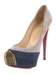 Christian Louboutin Suede Colorblock Pattern Pumps