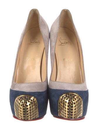 Christian Louboutin Suede Colorblock Pattern Pumps
