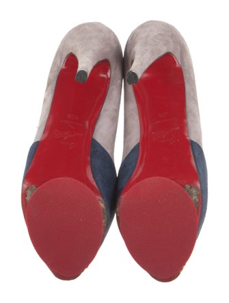 Christian Louboutin Suede Colorblock Pattern Pumps