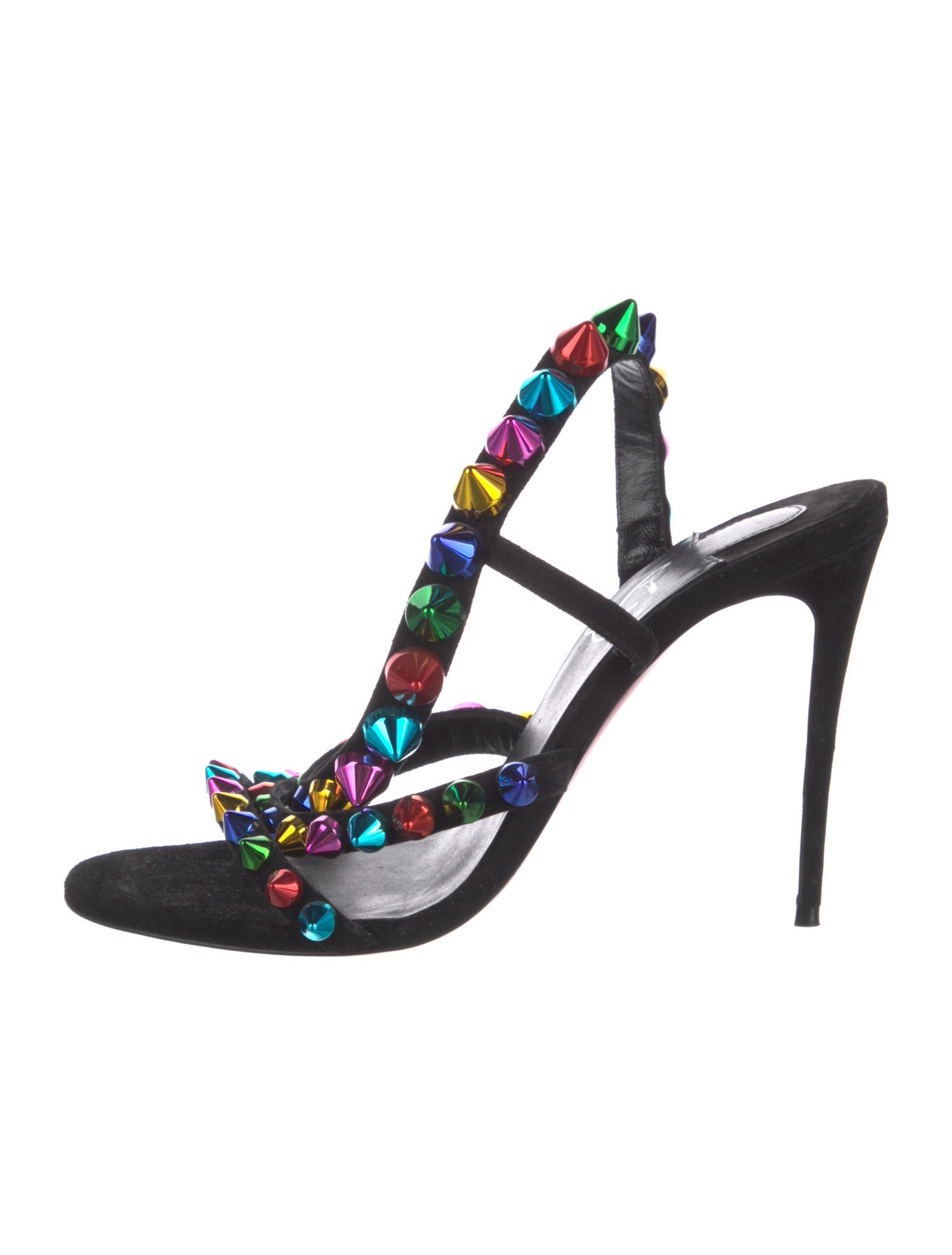 Christian Louboutin Spike Accents Suede Slingback Sandals