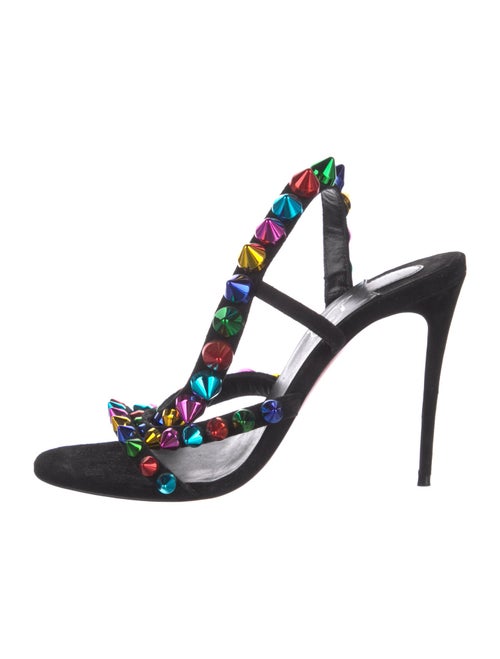 Christian Louboutin Spike Accents Suede Slingback Sandals