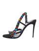 Christian Louboutin Spike Accents Suede Slingback Sandals