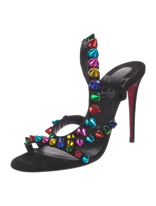 Christian Louboutin Spike Accents Suede Slingback Sandals