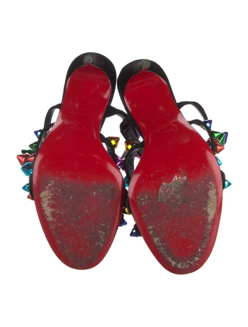 Christian Louboutin Spike Accents Suede Slingback Sandals