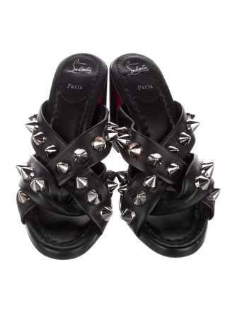 Christian Louboutin Spike Accents Leather Slides