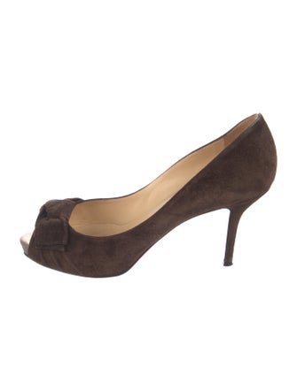Christian Louboutin Suede Bow Accents Pumps