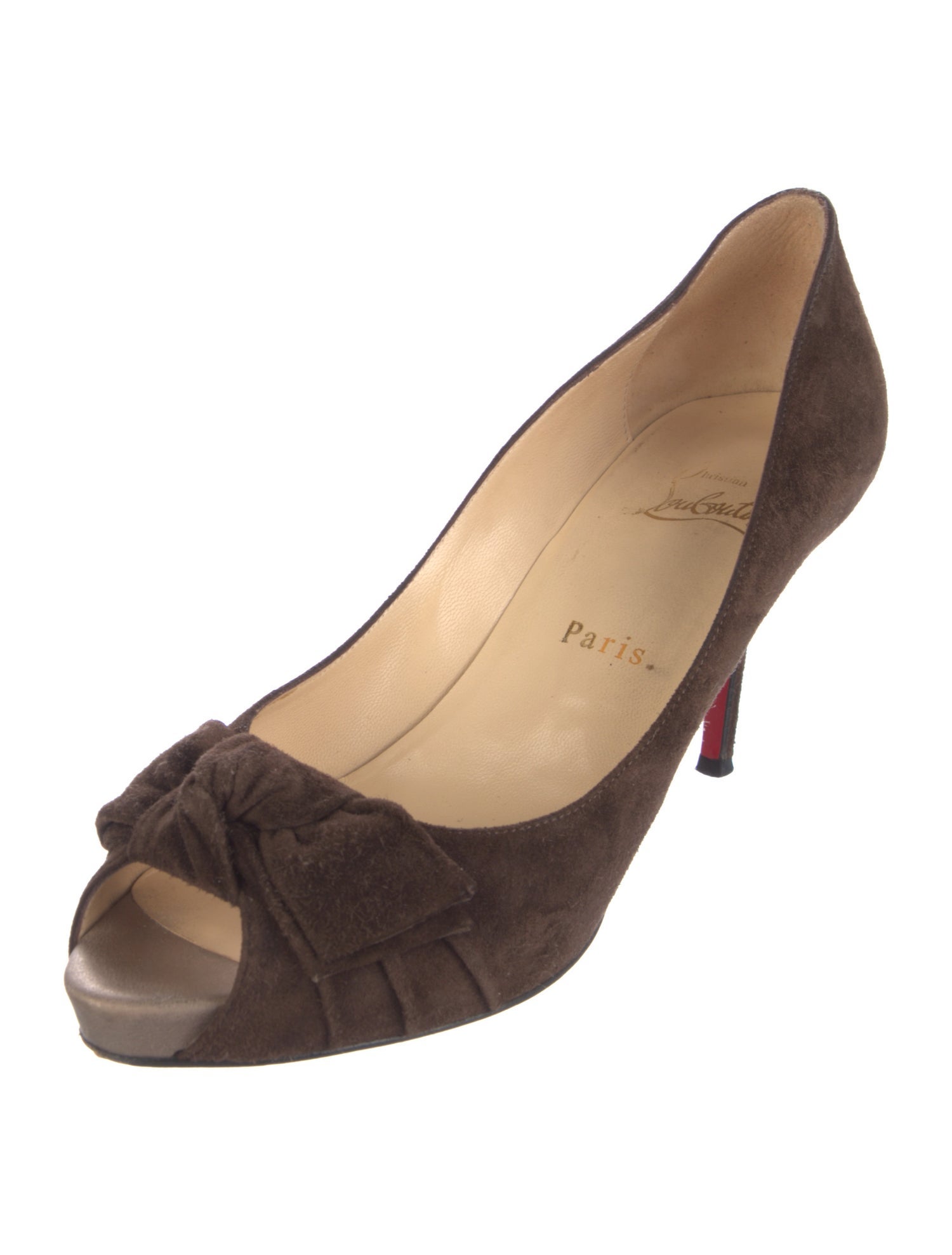 Christian Louboutin Suede Bow Accents Pumps