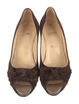 Christian Louboutin Suede Bow Accents Pumps