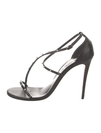 Christian Louboutin Leather Studded Accents Slingback Sandals