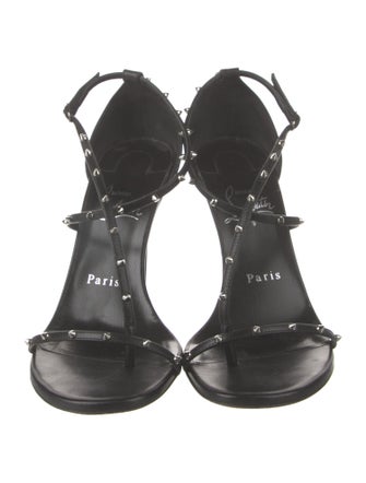 Christian Louboutin Leather Studded Accents Slingback Sandals